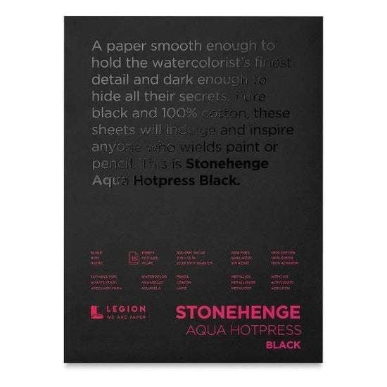 STONEHENGE AQUA HP PAD Stonehenge - Aqua - Hot Press - Pad - 9x12" - Black - 140lb