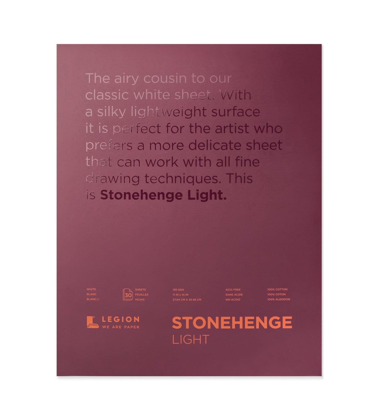 STONEHENGE Paper Pad Stonehenge - Light - White Pad - 11x14" -135gsm - 30 Sheets