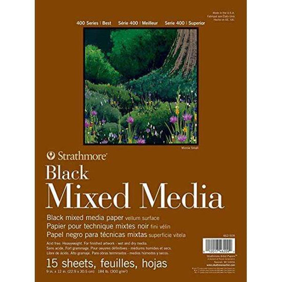 STRATHMORE BLACK MIXED MEDIA Strathmore 400 Black Mixed Media Pad 9x12"