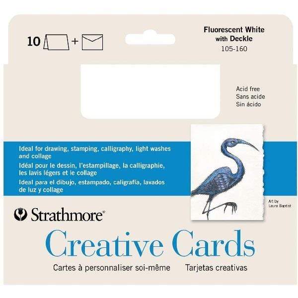 STRATHMORE CREATIVE CARDS Strathmore - Creative Cards - Fluorescent White with Deckle - 10 Pack - 5 x 6.875