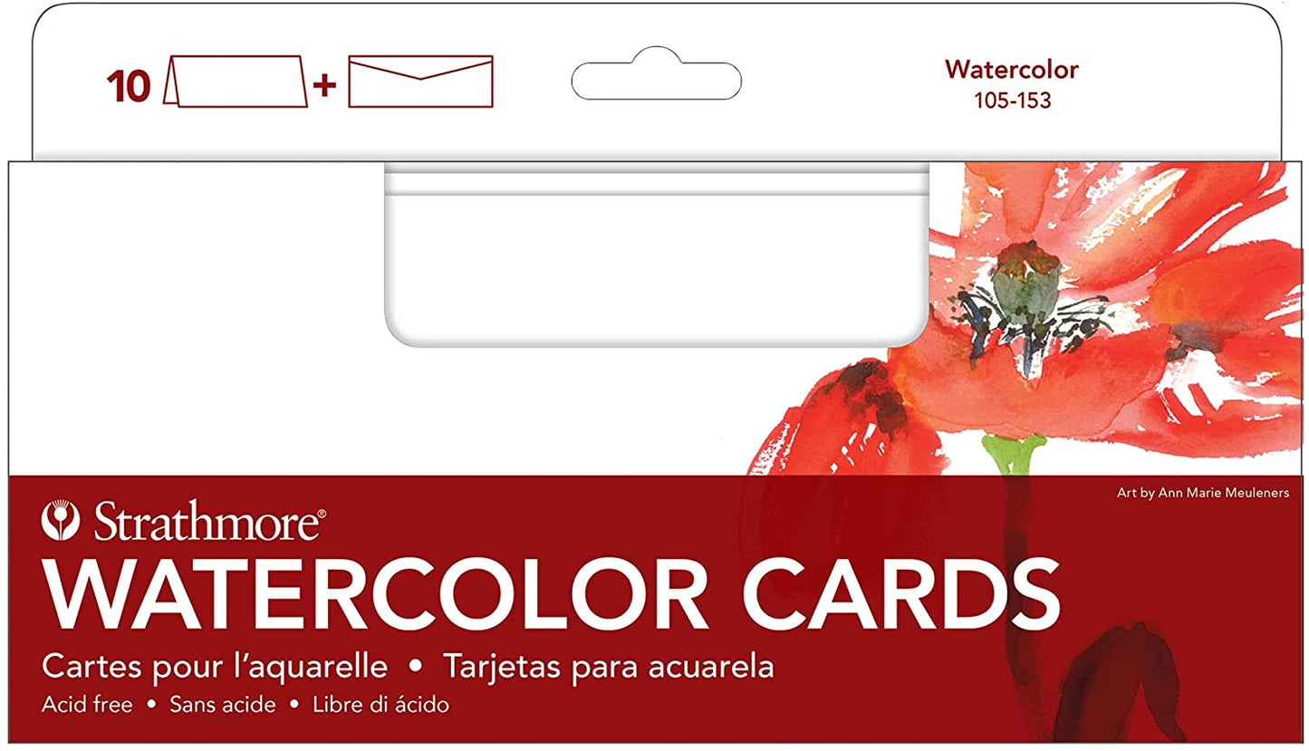 STRATHMORE CREATIVE CARDS Strathmore - Watercolour Cards - Cold Press 140 lbs. - 10 Pack - 3.875 x 9" - Item #105-153