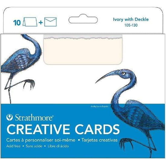 STRATHMORE Strathmore - Creative Cards - Ivory White with Deckle - 10 Pack - 5 x 6.875" - Item #105-130