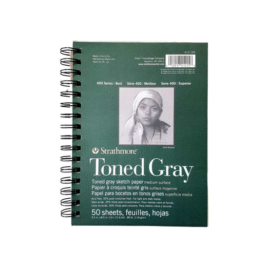 Strathmore Toned Paper Pad Strathmore - 400 Series - Sketch Pad - Toned Gray - 5.5x8.5" - Item #412-105