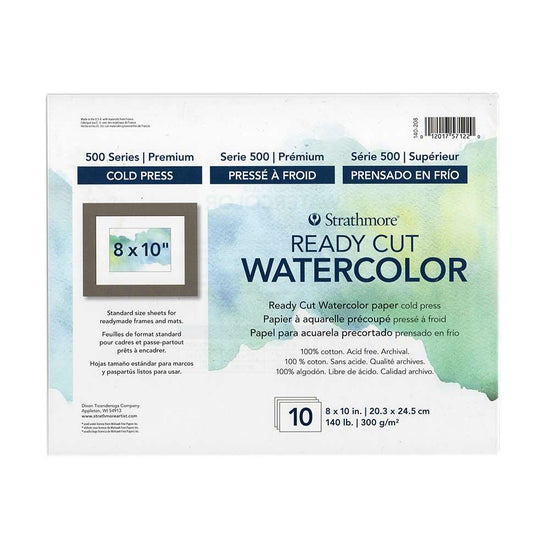 STRATHMORE Watercolour Paper Strathmore - 500 Series - Ready Cut Watercolour Paper - 10 Pack - 8x10" - Item #P140-208