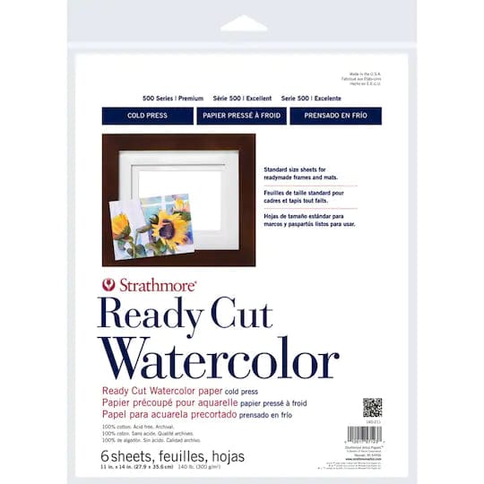 STRATHMORE Watercolour Paper Strathmore - 500 Series - Ready Cut Watercolour Paper - 6 Pack - 11x14" - Item #P140-211