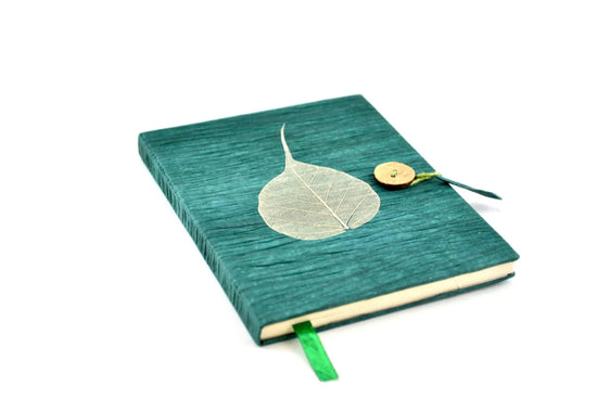 Tibetan Paper & Handcraft Notebook - Blank Green Tibetan Paper - Lumbini Notebooks - Blank - 4.5x5.5"