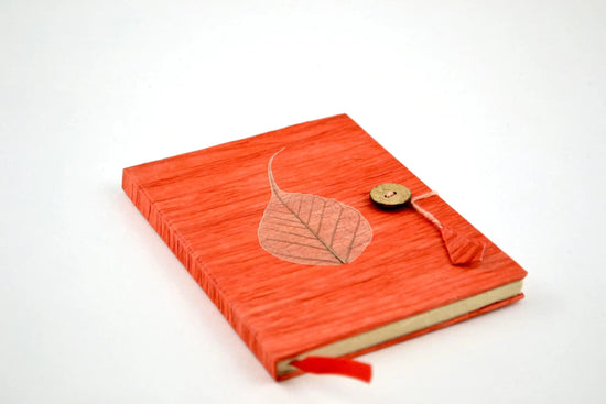 Tibetan Paper & Handcraft Notebook - Blank Orange Tibetan Paper - Lumbini Notebooks - Blank - 4.5x5.5"