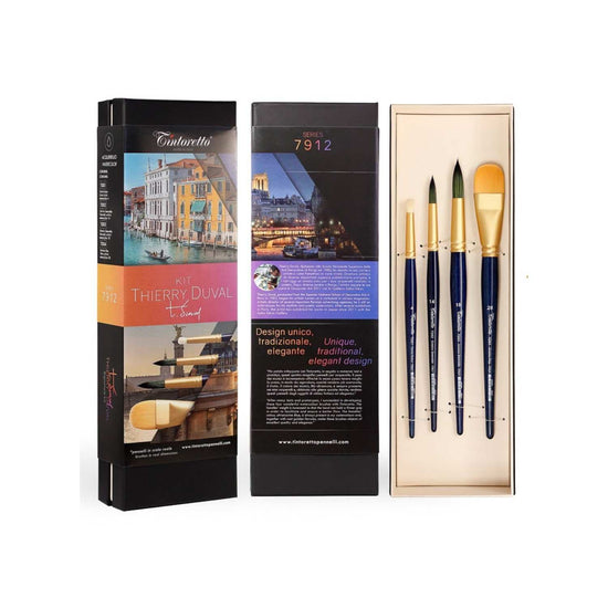 Tintoretto Natural + Synthetic Brush Set Tintoretto - Signature Artist Kit: Thierry Duval - 4 Piece Watercolour Brush Set - Item #7912