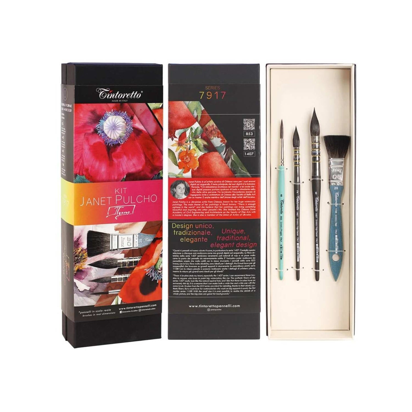 Load image into Gallery viewer, Tintoretto Synthetic Brush Set Tintoretto - Signature Artist Kit: Janet Pulcho - 4 Piece Watercolour Brush Set - Item #7908
