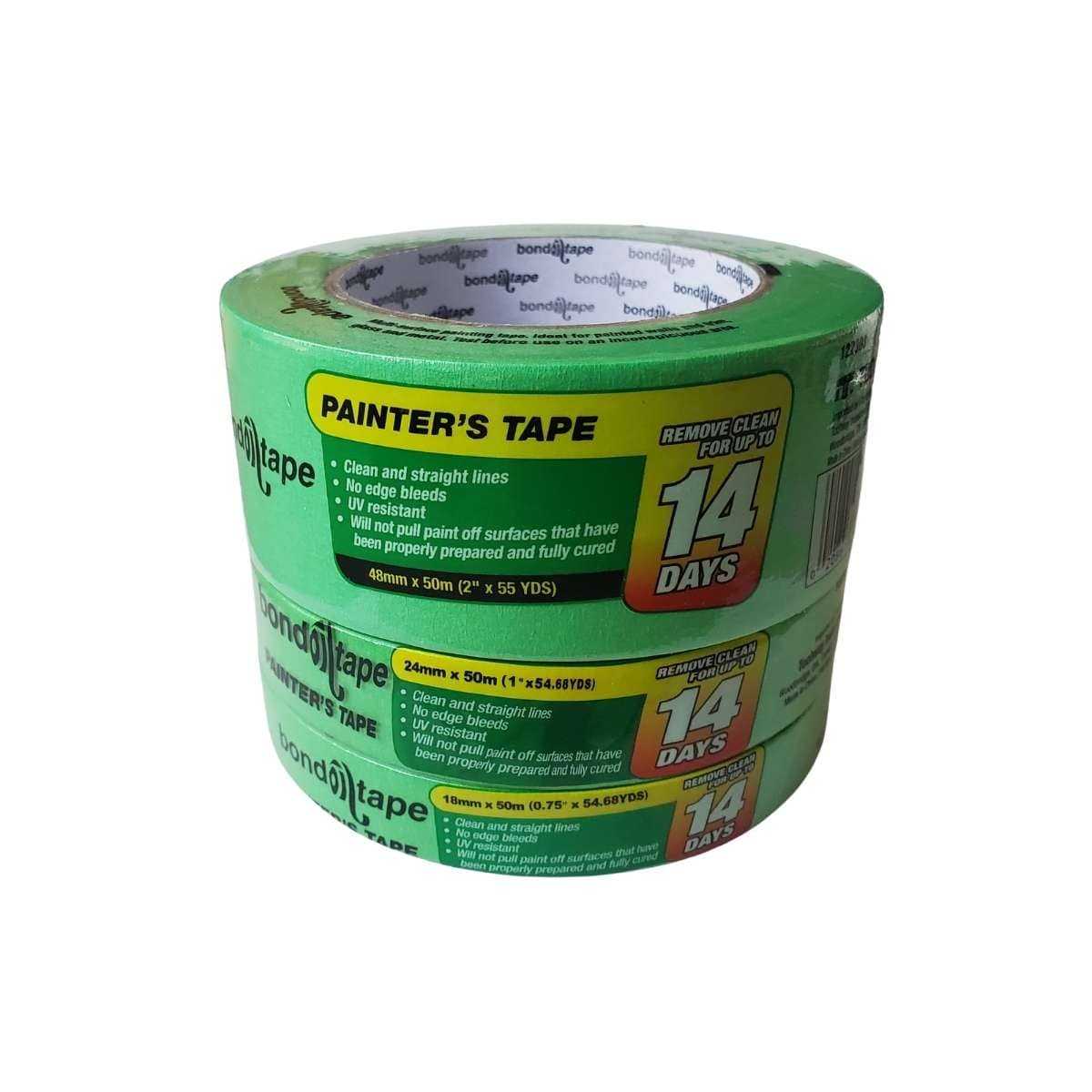 Toolway Painter's Tape Bond Tape - Painter's Tape - 18mm x 50m Roll - Item #122300