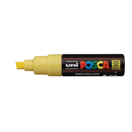 Load image into Gallery viewer, UNIBALL POSCA BRIGHT YELLOW Uni Posca Broad Chisel Tip Paint Marker PC-8K
