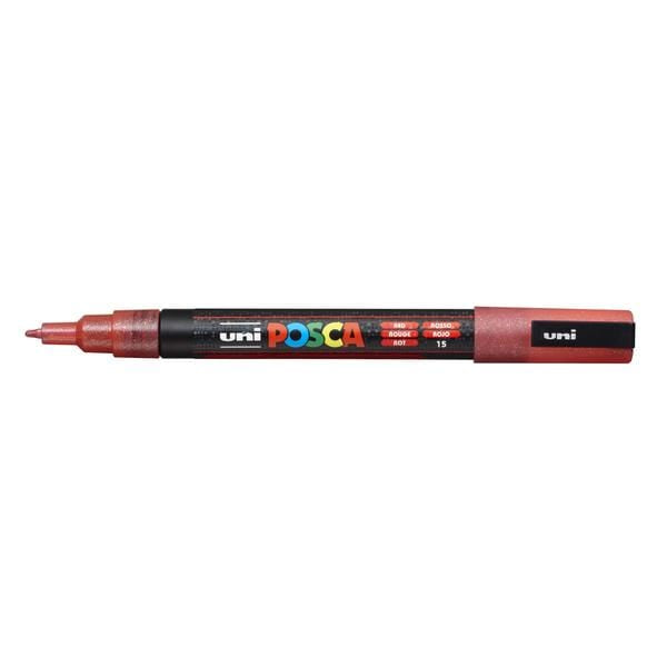 UNIBALL POSCA GLITTER RED Uni Posca Fine Tip Paint Marker PC-3M
