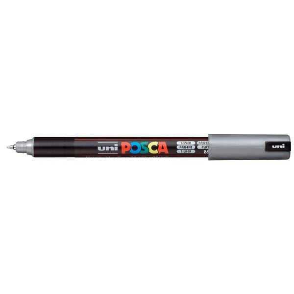 
                
                    Load image into Gallery viewer, UNIBALL POSCA SILVER Uni Posca Extra Fine Tip Paint Marker PC-1MR
                
            