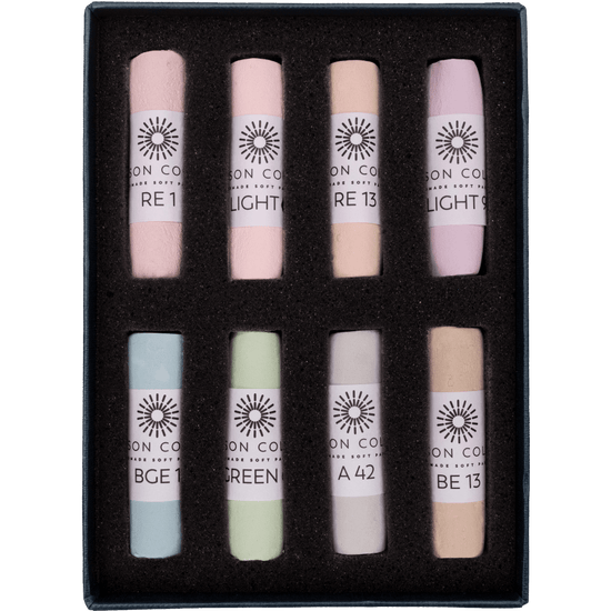 UNISON SOFT PASTEL SET Unison Colour - Handmade Soft Pastels - Light Set - 8 Full Pastels