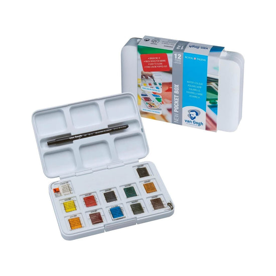 VAN GOGH WATERCOLOUR SET Van Gogh - Watercolour Set - 12 Half Pans - Pocket Box with Synthetic Brush - Item #20808631