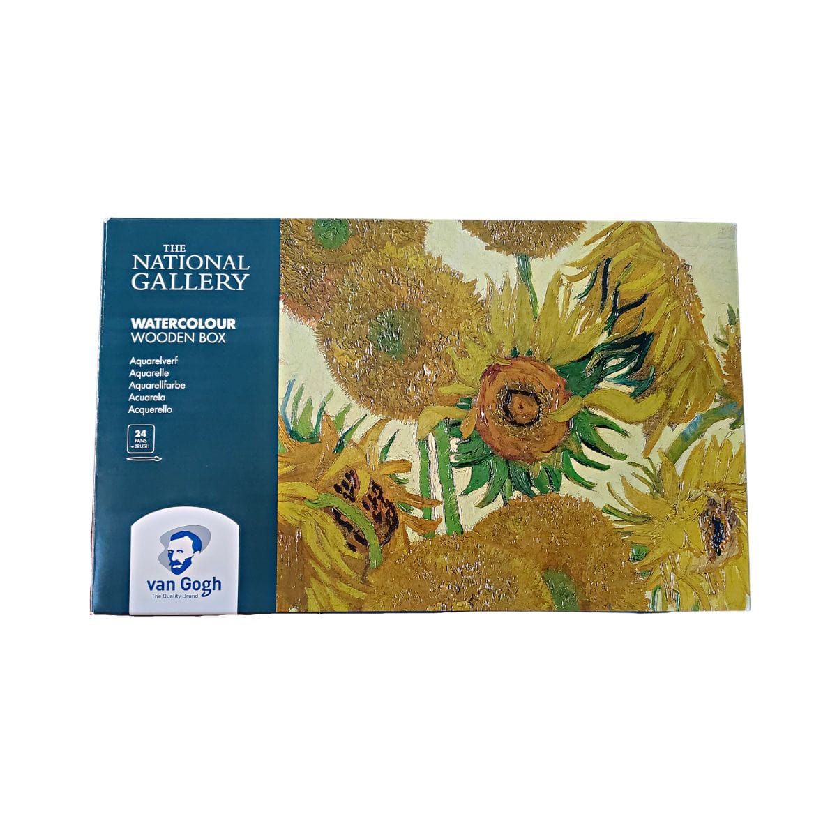 The National Gallery Van Gogh Watercolor Paint Set, Plastic  Pocketbox, 12-Half Pan General Selection, Sunflowers