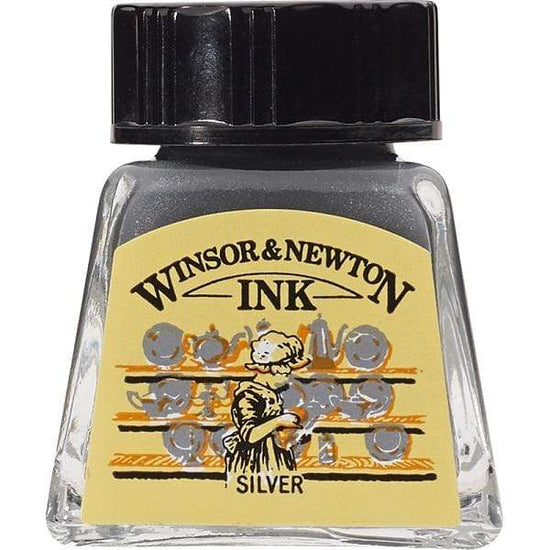 WINSOR NEWTON DRAW INK SILVER METALLIC Winsor & Newton Drawing Ink - Metallic 14ml