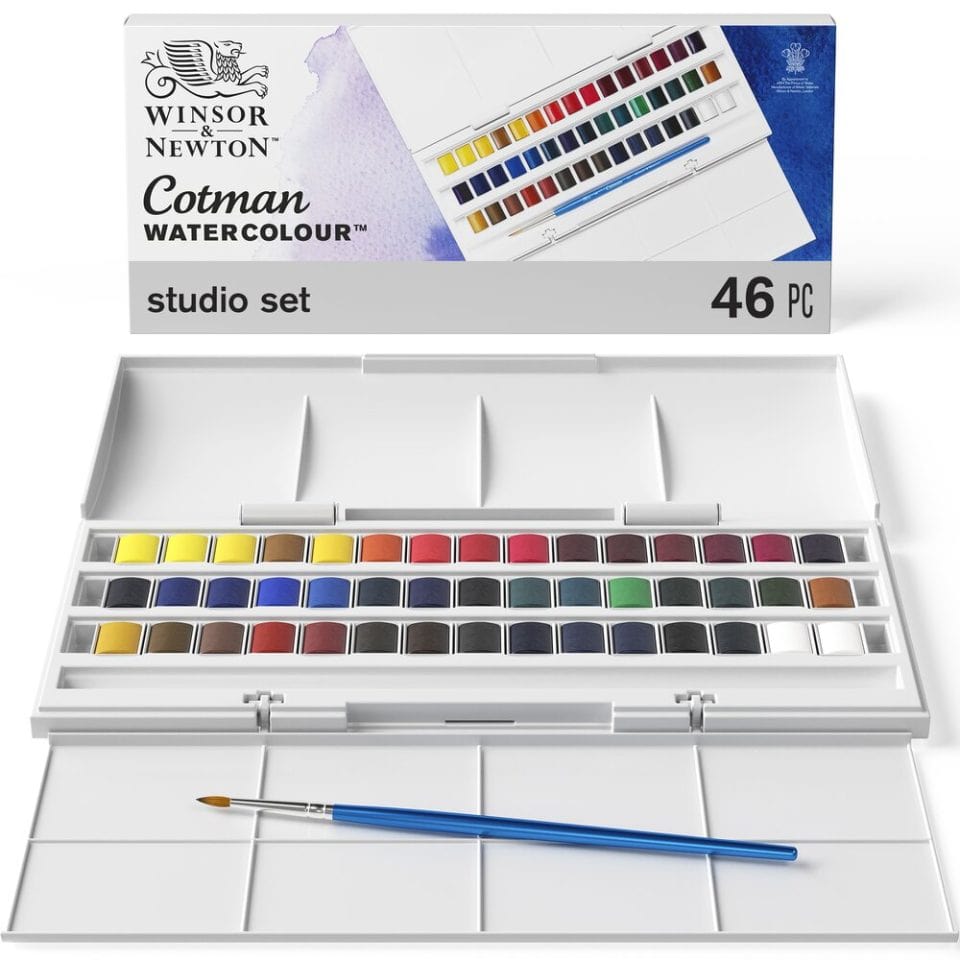 Winsor & Newton Watercolour Half-Pan Set Winsor & Newton - Cotman - Watercolour Half Pans - Studio Set - 45 Colours - Item #0390471