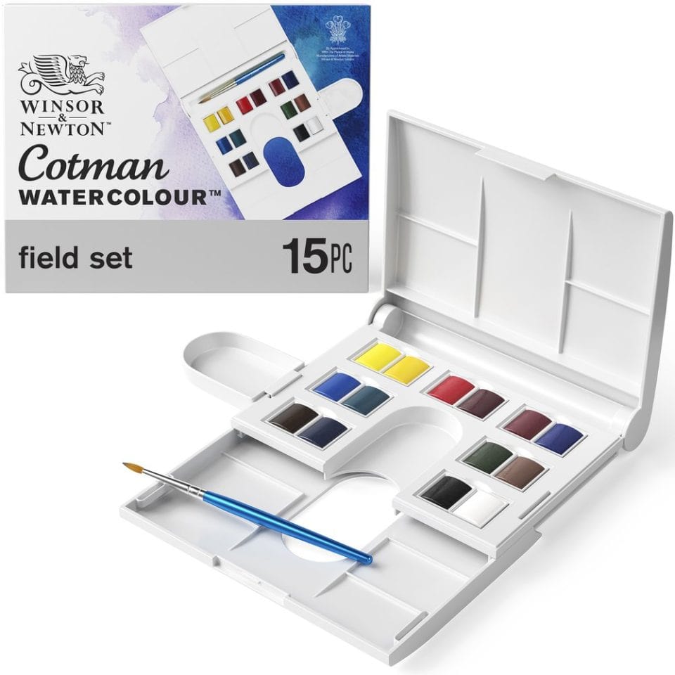 Winsor & Newton Watercolour Set Winsor & Newton - Cotman - Watercolour Half Pans - Compact Set - 14 Colours - Item #0390083
