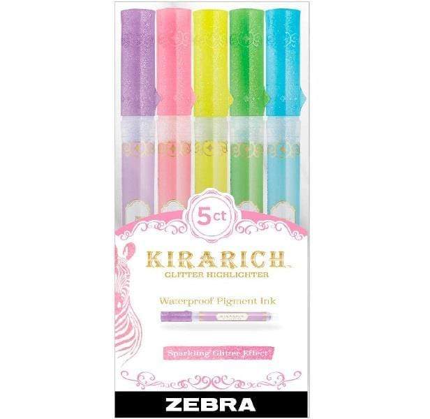 Zebra - Kirarich Glitter Ink Highlighters - Chisel Tip - Light Blue - Pack  of 3